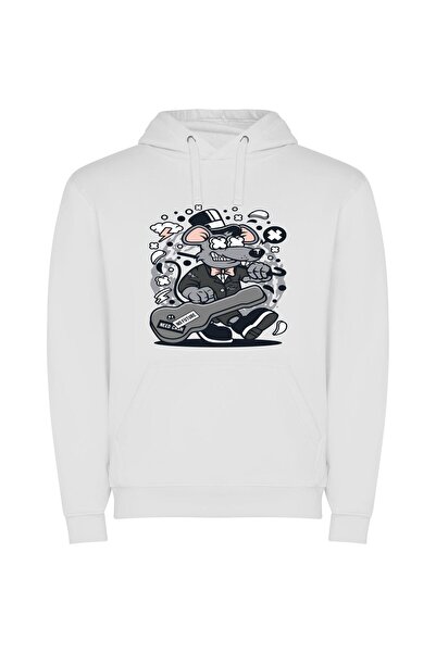 iLovePrints Rat's Groovy Gang Φούτερ με κουκούλα σε χρώμα Λευκό