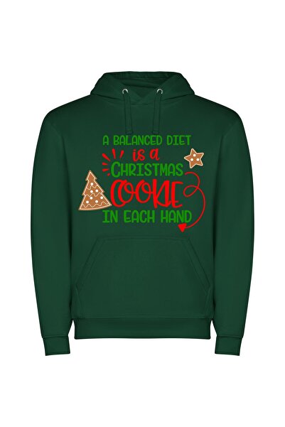 iLovePrints Merry Cookie Balance Delight Φούτερ με κουκούλα σε χρώμα Πράσινο