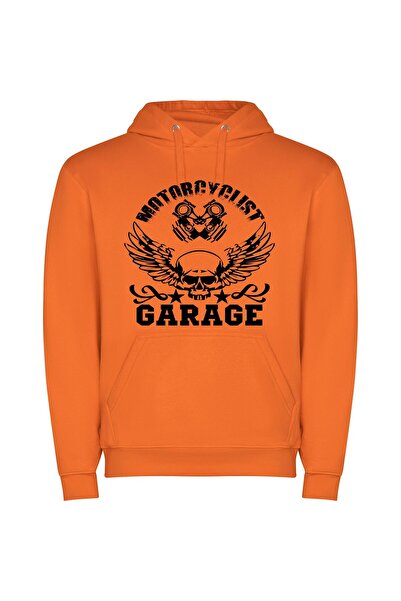 iLovePrints Grimcore Noir Eagle Emblem Φούτερ με κουκούλα σε χρώμα Πορτοκαλί