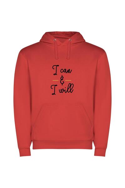 iLovePrints Empowering Can, Will Do Φούτερ με κουκούλα σε χρώμα Κόκκινο