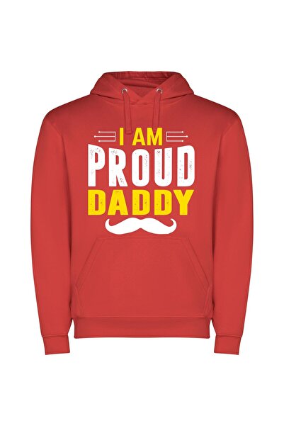 iLovePrints Daddy Energy Style Φούτερ με κουκούλα σε χρώμα Κόκκινο