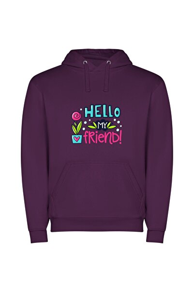 iLovePrints Blooming Bonds of Friendship Φούτερ με κουκούλα σε χρώμα Μωβ