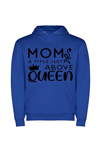iLovePrints Moms: Royal Unlimited Love Φούτερ με κουκούλα σε χρώμα Μπλε