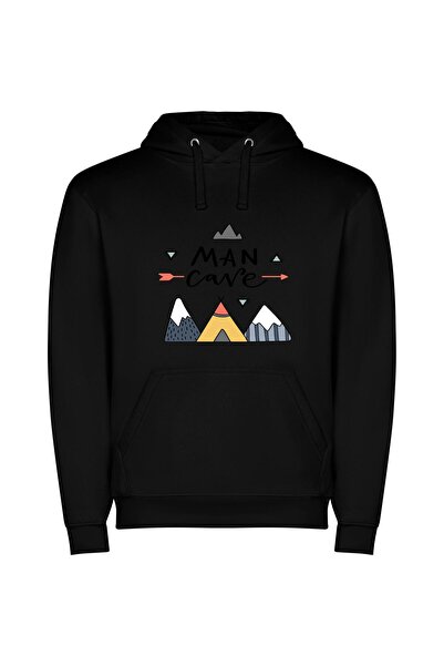 iLovePrints Cave Man Chic Φούτερ με κουκούλα σε χρώμα Μαύρο