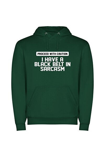 iLovePrints Sarcastic Artistic Black Belt Φούτερ με κουκούλα σε χρώμα Πράσινο