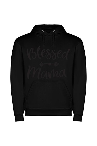 iLovePrints Blessed Mama's Sacred SVG Φούτερ με κουκούλα σε χρώμα Μαύρο