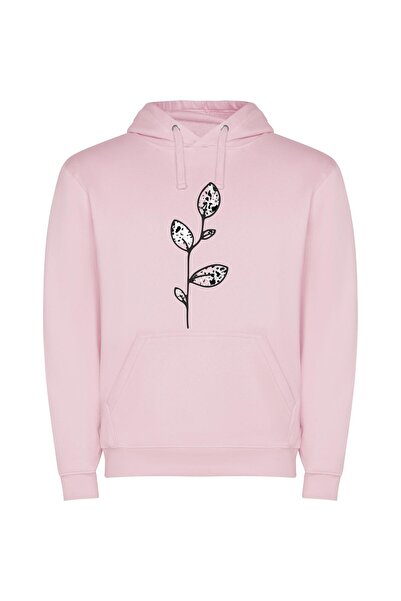 iLovePrints Monochrome Floral Artistry Φούτερ με κουκούλα σε χρώμα Ροζ