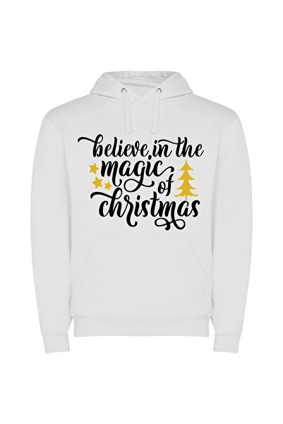 iLovePrints Enchanting Yuletide Magic Φούτερ με κουκούλα σε χρώμα Λευκό