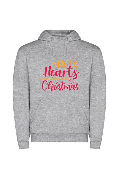 iLovePrints Heartfelt Holiday Greetings Φούτερ με κουκούλα σε χρώμα Γκρι