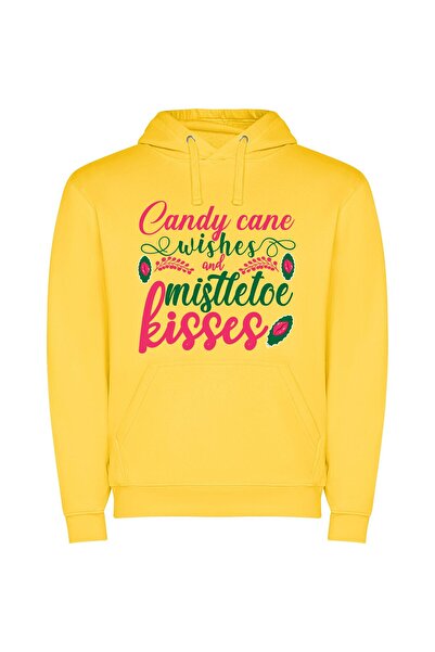 iLovePrints Sweet Festive Wishes Φούτερ με κουκούλα σε χρώμα Κίτρινο