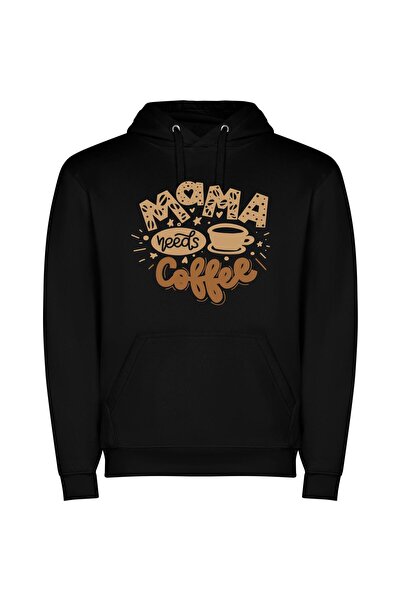 iLovePrints Mama's Yummy Coffee Cup Φούτερ με κουκούλα σε χρώμα Μαύρο