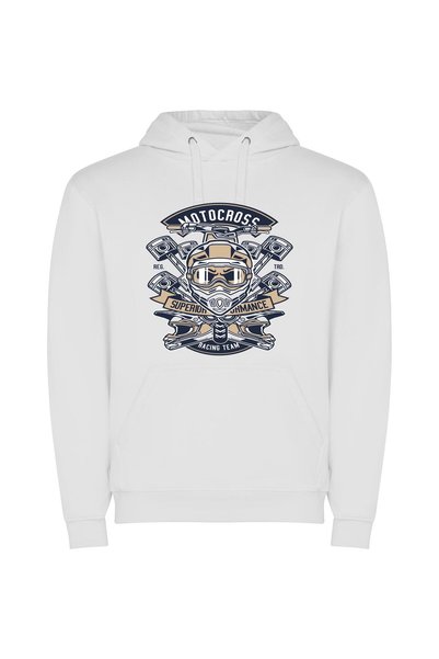 iLovePrints Elite Motorcycle Emblem Φούτερ με κουκούλα σε χρώμα Λευκό