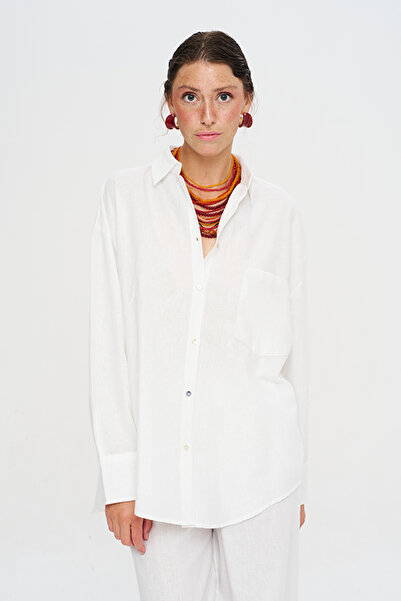 Orfeo Negro Women's Off-Shoulder Single Pocket Relaxed Fit Shirt