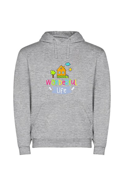 iLovePrints Whimsical Home Oasis Φούτερ με κουκούλα σε χρώμα Γκρι