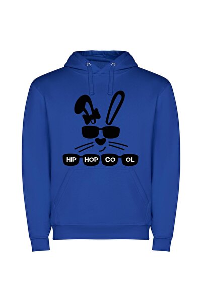 iLovePrints Cool Cat Beats Φούτερ με κουκούλα σε χρώμα Μπλε