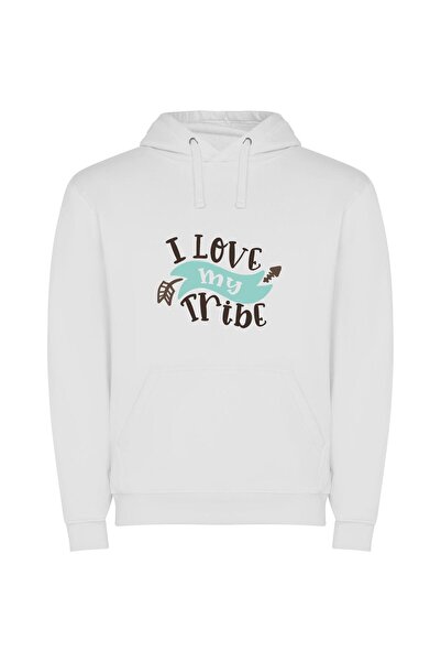 iLovePrints Tribe Love Typography Delight Φούτερ με κουκούλα σε χρώμα Λευκό