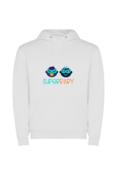 iLovePrints Superior Super Baby Cuteness Φούτερ με κουκούλα σε χρώμα Λευκό
