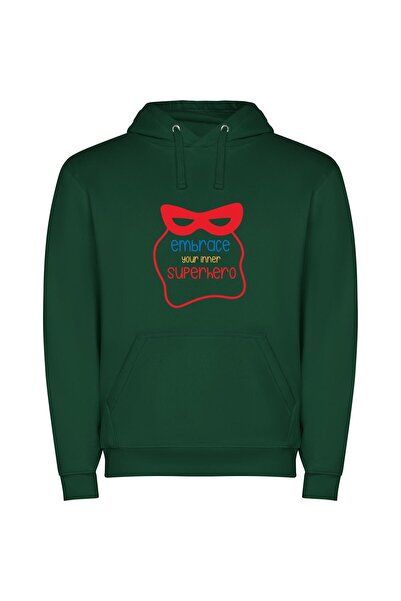 iLovePrints Embrace Your Superhero Self Φούτερ με κουκούλα σε χρώμα Πράσινο