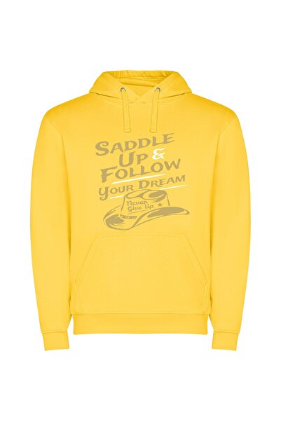 iLovePrints Dreams Unleashed: Saddle Up! Φούτερ με κουκούλα σε χρώμα Κίτρινο