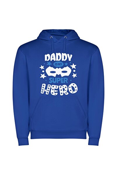 iLovePrints Superhero Dad's Day Φούτερ με κουκούλα σε χρώμα Μπλε