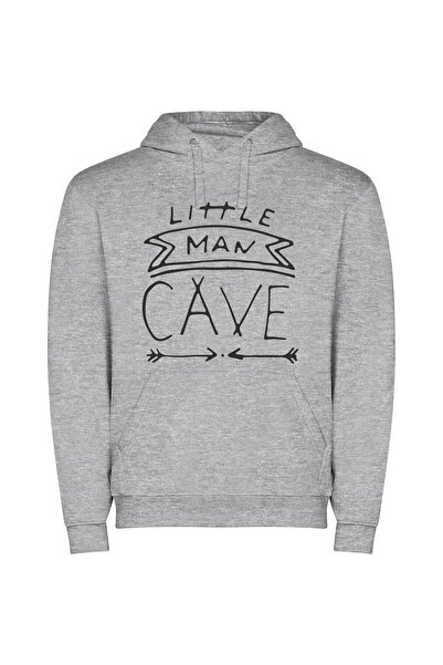 iLovePrints Monochrome Man Cave Φούτερ με κουκούλα σε χρώμα Γκρι