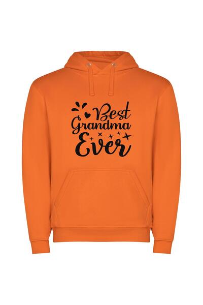 iLovePrints Grandma - The Ultimate Best Φούτερ με κουκούλα σε χρώμα Πορτοκαλί