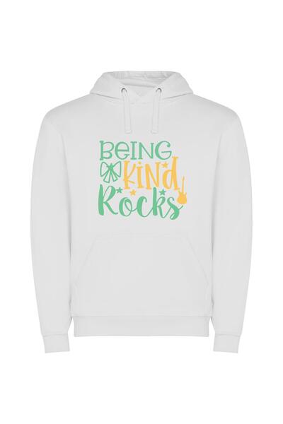 iLovePrints Rocks of Kindness Φούτερ με κουκούλα σε χρώμα Λευκό