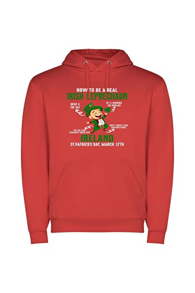 iLovePrints Emerald Isle Extravaganza Φούτερ με κουκούλα σε χρώμα Κόκκινο