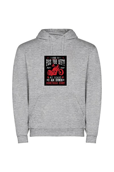 iLovePrints Fiery Motorcycle Obsession Φούτερ με κουκούλα σε χρώμα Γκρι