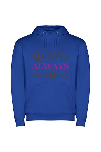 iLovePrints Glamour in Every Glitter Φούτερ με κουκούλα σε χρώμα Μπλε