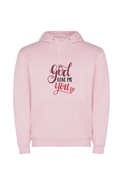 iLovePrints Divine White Background Illustration Φούτερ με κουκούλα σε χρώμα Ροζ