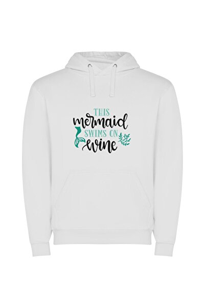 iLovePrints Wine-Drenched Aquatic Royalty Φούτερ με κουκούλα σε χρώμα Λευκό