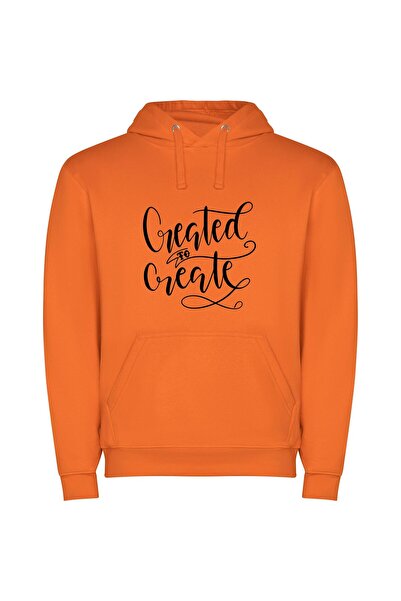 iLovePrints Create Inspire Conquer Φούτερ με κουκούλα σε χρώμα Πορτοκαλί