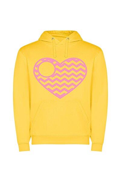 iLovePrints Pink Adobe Heart Design Φούτερ με κουκούλα σε χρώμα Κίτρινο