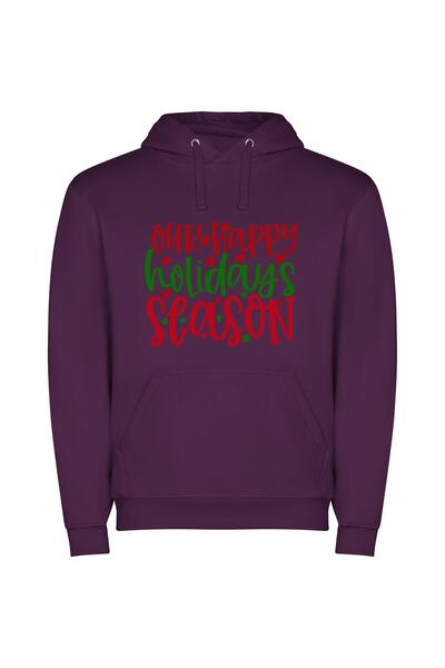 iLovePrints Festive Winter Greetings Φούτερ με κουκούλα σε χρώμα Μωβ