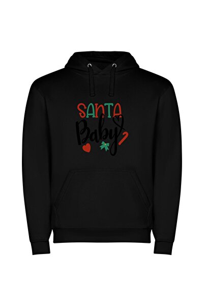 iLovePrints Festive Santa's Photographic Teaser Φούτερ με κουκούλα σε χρώμα Μ...