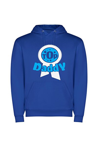 iLovePrints Daddy's Hottest Trend: Top Blue Badge Φούτερ με κουκούλα σε χρώμα...