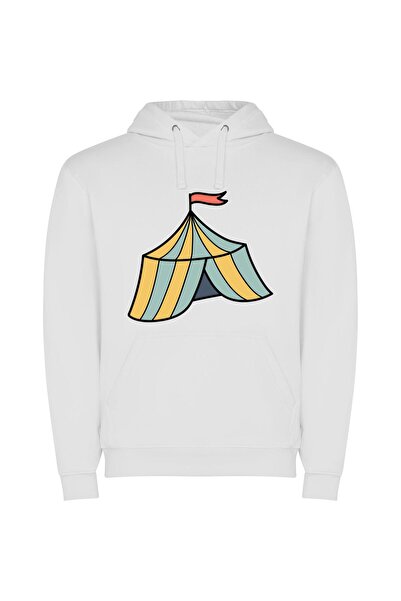 iLovePrints Flag-adorned Circus Extravaganza Φούτερ με κουκούλα σε χρώμα Λευκό