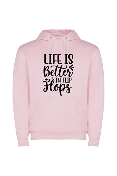 iLovePrints Flipping Through Life's Joys Φούτερ με κουκούλα σε χρώμα Ροζ
