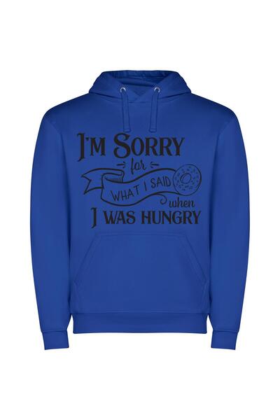 iLovePrints Hungry Thoughts, Full Apologies Φούτερ με κουκούλα σε χρώμα Μπλε