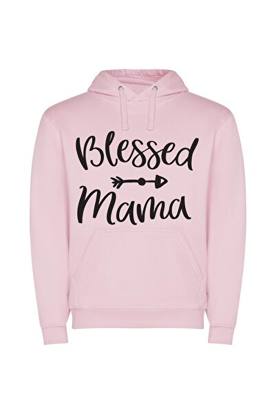 iLovePrints Blessed Mama's Sacred SVG Φούτερ με κουκούλα σε χρώμα Ροζ