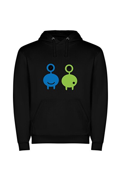 iLovePrints Colorful Creature Collab Φούτερ με κουκούλα σε χρώμα Μαύρο