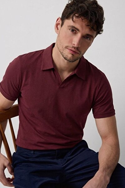 COMBİNE MİCHAİL Men's Polo Neck Premium Comfort Sport Claret Red T-Shirt