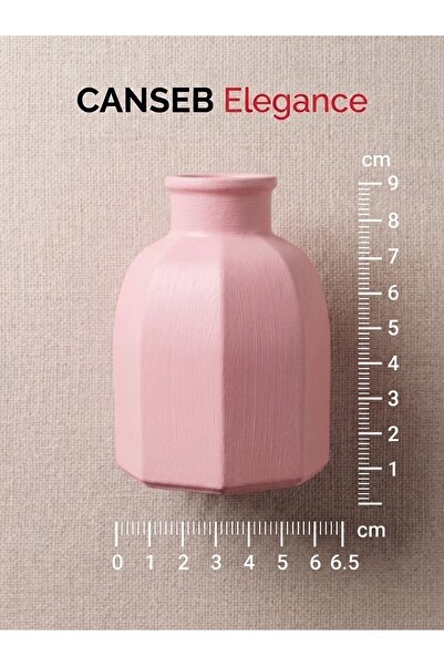 CANSEB Elegance 9X6.5Cm - Baby Pink - Octagonal Mini Vase - Hand-Painted Craf...