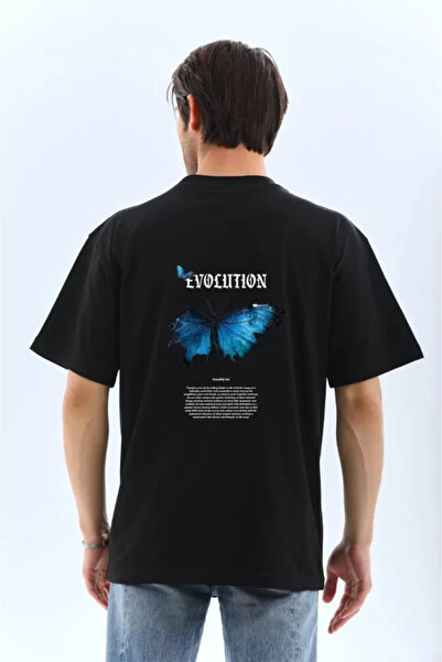 Wear Up Unisex Crew Neck Printed Oversize T-Shirt - Black