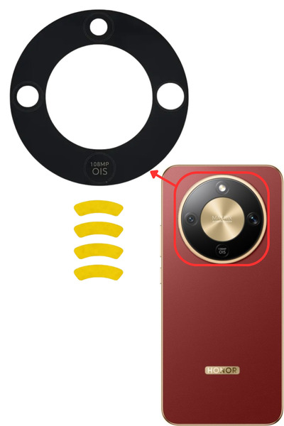 Piaks Honor Magic8 Lite Arka Kamera Camı Lensi Yapışkanlı Dış Cam MTN-NX1M Uy...