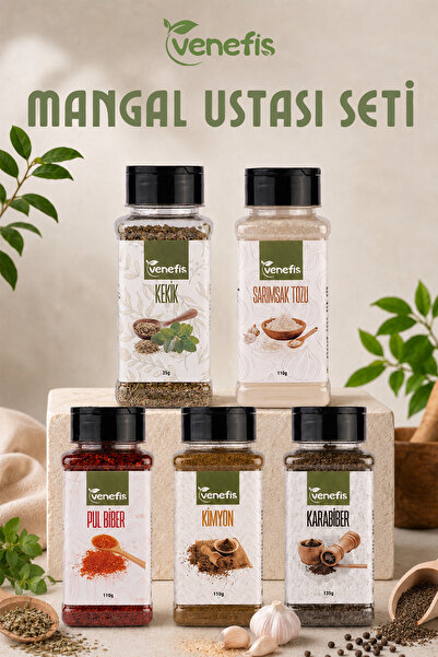 venefis Mangal Ustası Baharat Seti 5'li (Kekik, Sarımsak Tozu, Pul Biber, Kim...