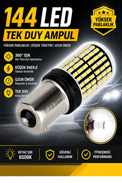 KCX Tüm Araçlara Uyumlu Tek Duy 144 Led Ampul Güçlü Işık - 2 Adet