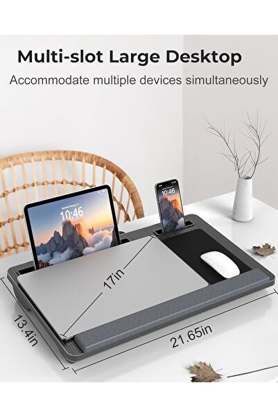 GENERAL ALMEKAQUZ Lap Desk - Up to 17” Laptop with Wrist Rest, Portable Handl...