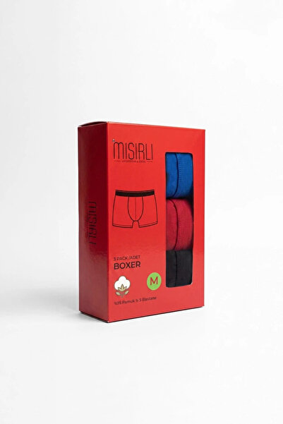 Mısırlı Erkek Pamuklu Ekonomik Üçlü Pack Boxer Siyah